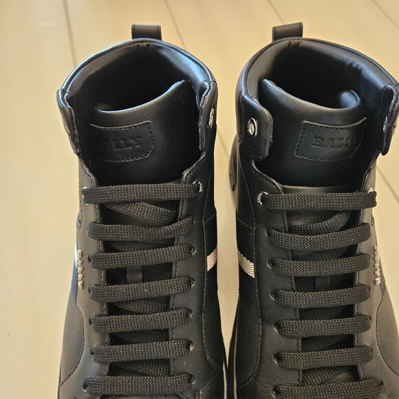 Bally Myles Black Calf Leather High Top Sneakers - Size 11 - Picture 6 of 10